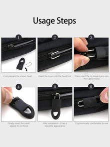 8pcs Plastic Zipper Pull - Black - View 6