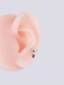 1入組方晶鋯石裝飾耳環 - 銀色 - 查看 1