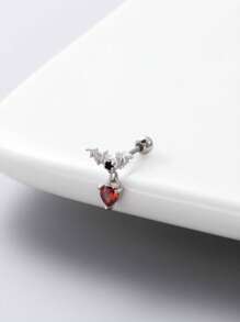 1入組方晶鋯石裝飾耳環 - 銀色 - 查看 2