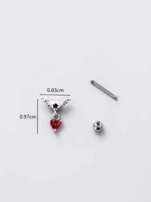 1入組方晶鋯石裝飾耳環 - 銀色 - 查看 3