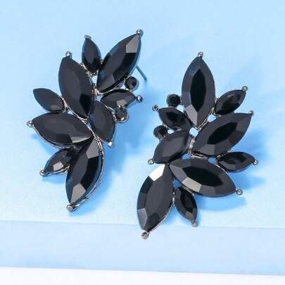 juran 1對女士玻璃鑽石扇形耳環禮物