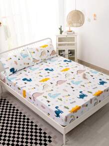 Cartoon Dinosaur Printed Sheet Set Không có chất độn - Nhiều màu - Xem 1