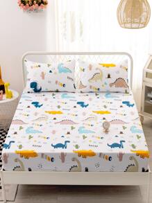 Cartoon Dinosaur Printed Sheet Set Không có chất độn - Nhiều màu - Xem 3