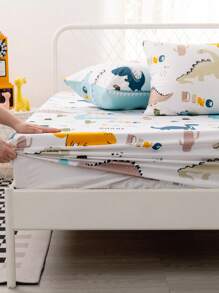 Cartoon Dinosaur Printed Sheet Set Không có chất độn - Nhiều màu - Xem 4