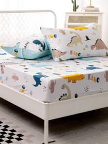 Cartoon Dinosaur Printed Sheet Set Không có chất độn - Nhiều màu - Xem 5