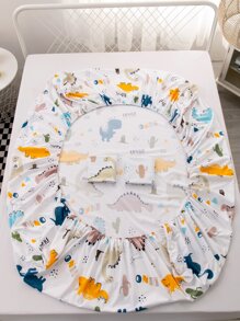 Cartoon Dinosaur Printed Sheet Set Không có chất độn - Nhiều màu - Xem 6