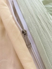 4pcs/set Letter Patch Decor Duvet Cover Set Without Filler - Green - View 2