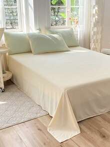 4pcs/set Letter Patch Decor Duvet Cover Set Without Filler - Green - View 4