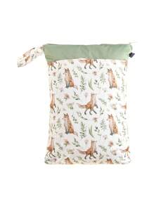 Happy Flute 1入組嬰兒卡通狐狸和花卉圖案織物濕袋 - 彩色 - 查看 1