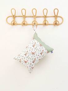 Happy Flute 1入組嬰兒卡通狐狸和花卉圖案織物濕袋 - 彩色 - 查看 2