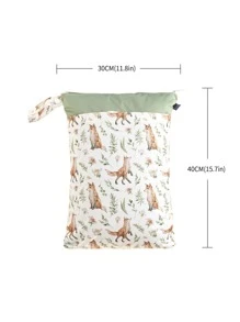 Happy Flute 1入組嬰兒卡通狐狸和花卉圖案織物濕袋 - 彩色 - 查看 3