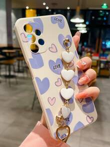 Ốp điện thoại họa tiết trái tim có dây đeo tay, phiên bản quốc tế, không phải phiên bản nội địa. - Nhiều màu - Xem 4