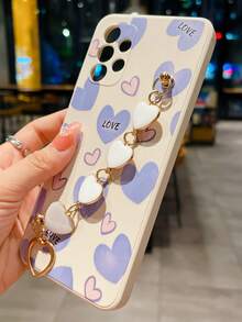 Ốp điện thoại họa tiết trái tim có dây đeo tay, phiên bản quốc tế, không phải phiên bản nội địa. - Nhiều màu - Xem 5