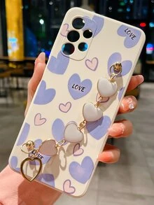 Ốp điện thoại họa tiết trái tim có dây đeo tay, phiên bản quốc tế, không phải phiên bản nội địa. - Nhiều màu - Xem 6