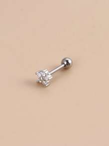 1 chiếc khuyên tai đính đá Cubic Zirconia hình hoa trang trí ngày lễ tình nhân, mẹ, mẹ, ngày của mẹ, quà tặng - Bạc - Xem 2