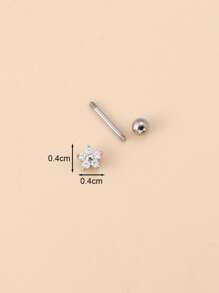 1 chiếc khuyên tai đính đá Cubic Zirconia hình hoa trang trí ngày lễ tình nhân, mẹ, mẹ, ngày của mẹ, quà tặng - Bạc - Xem 4