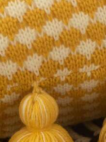 1入組無填充物流蘇裝飾靠墊套現代針織面料裝飾抱枕套適合家居 - 薑色 - 查看 3