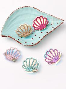 5pcs Women Shell Decor Fashionable Hair Clip, For Decoration - Multicolor - View 2