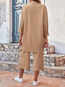 SHEIN Frenchy Drop Shoulder Shirt & Wide Leg Pants