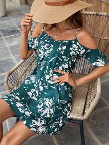 SHEIN VCAY 印花挖肩連衣裙 - 彩色 - 查看 1