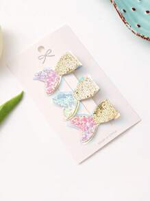 3入組女士閃光魚尾裝飾時尚鱷魚皮髮夾用於裝飾 - 彩色 - 查看 1