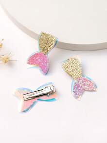 3入組女士閃光魚尾裝飾時尚鱷魚皮髮夾用於裝飾 - 彩色 - 查看 2