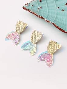 3入組女士閃光魚尾裝飾時尚鱷魚皮髮夾用於裝飾 - 彩色 - 查看 3