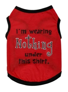 1套紅色夏季有字母印花的狗狗衣服 - 紅色 - 查看 1