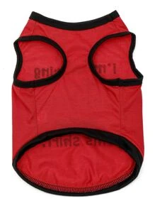 1套紅色夏季有字母印花的狗狗衣服 - 紅色 - 查看 3