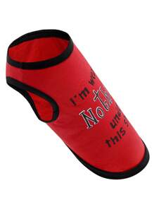 1套紅色夏季有字母印花的狗狗衣服 - 紅色 - 查看 5