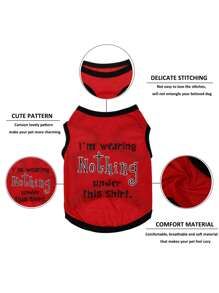 1套紅色夏季有字母印花的狗狗衣服 - 紅色 - 查看 6