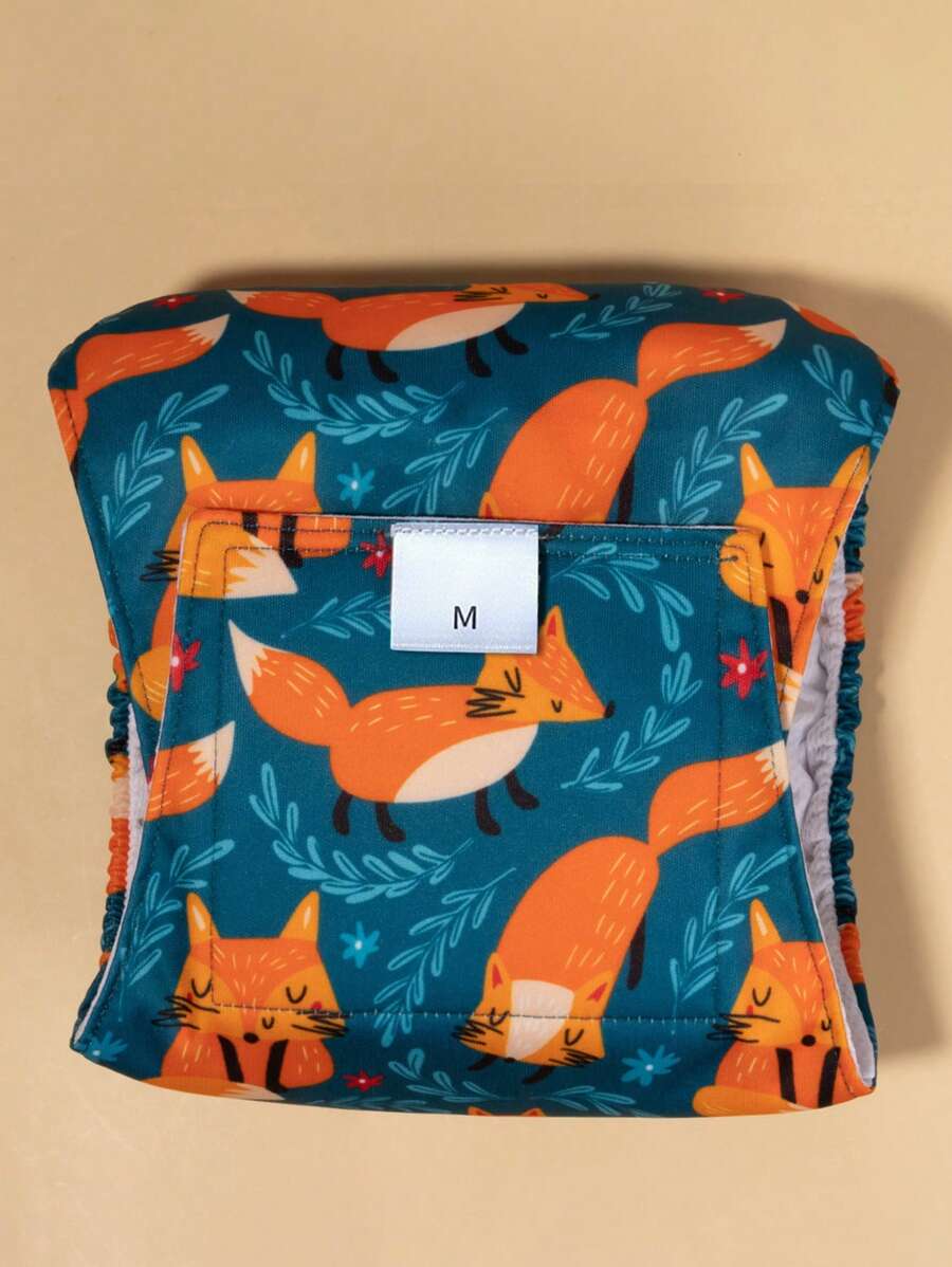 1片狐狸图案宠物尿布，适用于猫狗，呵护宠物健康