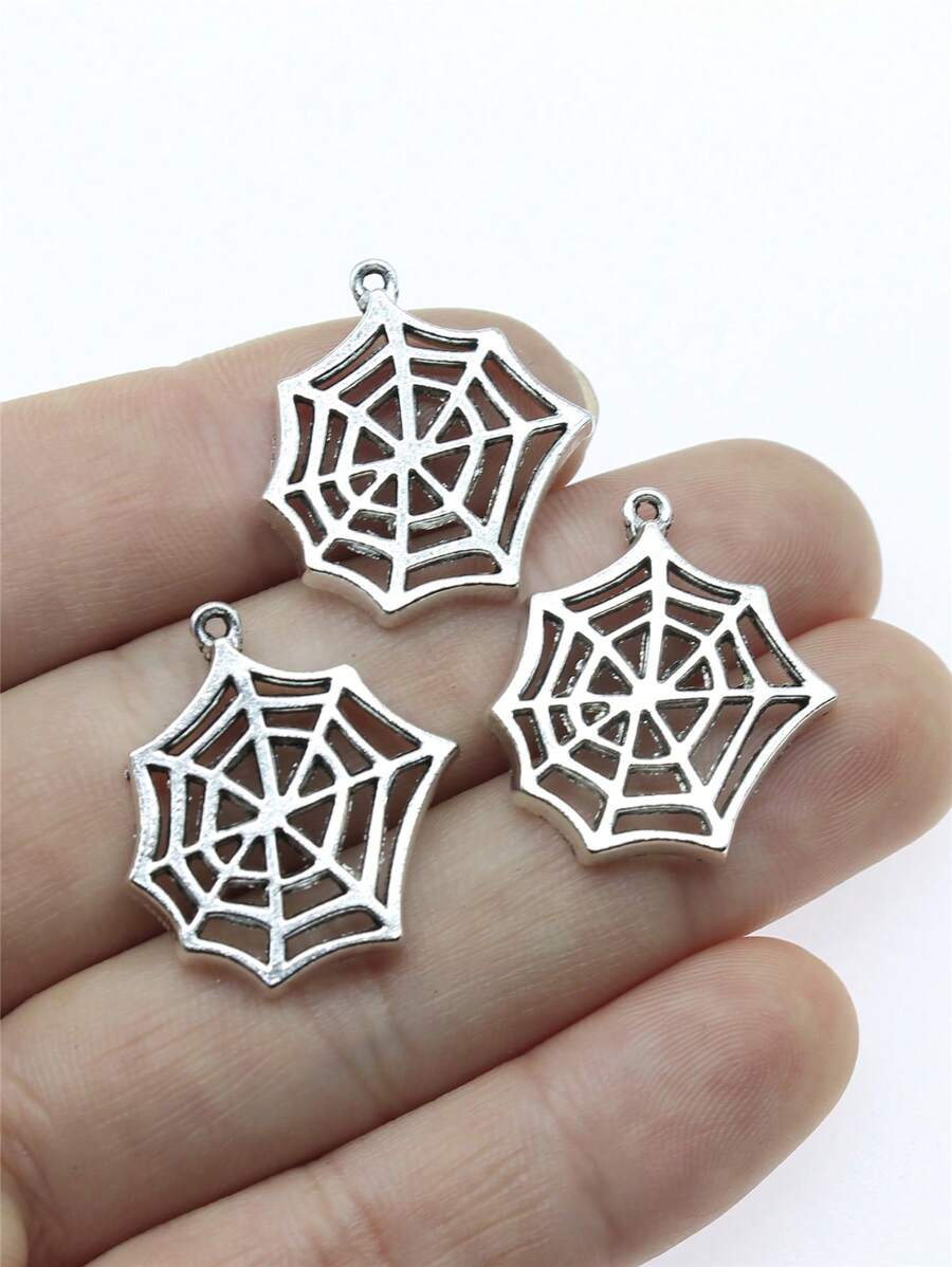 10 cái/bộ Mặt Dây Chuyền Tự Làm Mạng Nhện - Ancient Silver - Xem 1
