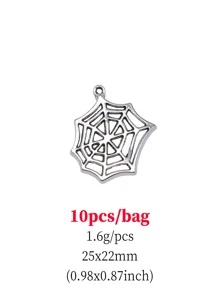 10 cái/bộ Mặt Dây Chuyền Tự Làm Mạng Nhện - Ancient Silver - Xem 2