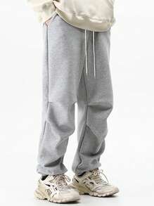 Manfinity Homme Quần thể thao Nam Dây kéo Túi màu trơn - Màu Xám nhạt - Xem 3