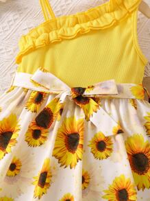 SHEIN Cô Gái Trẻ Hoa In vui tươi Ngày lễ Một  vai Đầm Cho mùa hè - Nhiều màu - Xem 3