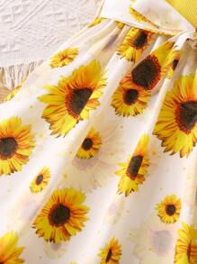 SHEIN Cô Gái Trẻ Hoa In vui tươi Ngày lễ Một  vai Đầm Cho mùa hè - Nhiều màu - Xem 4