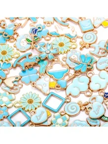 20 chiếc Trang sức hợp kim kẽm màu hỗn hợp Mặt dây chuyền nhỏ quyến rũ động vật, các loại phong cách - Màu xanh nhạt - Xem 1