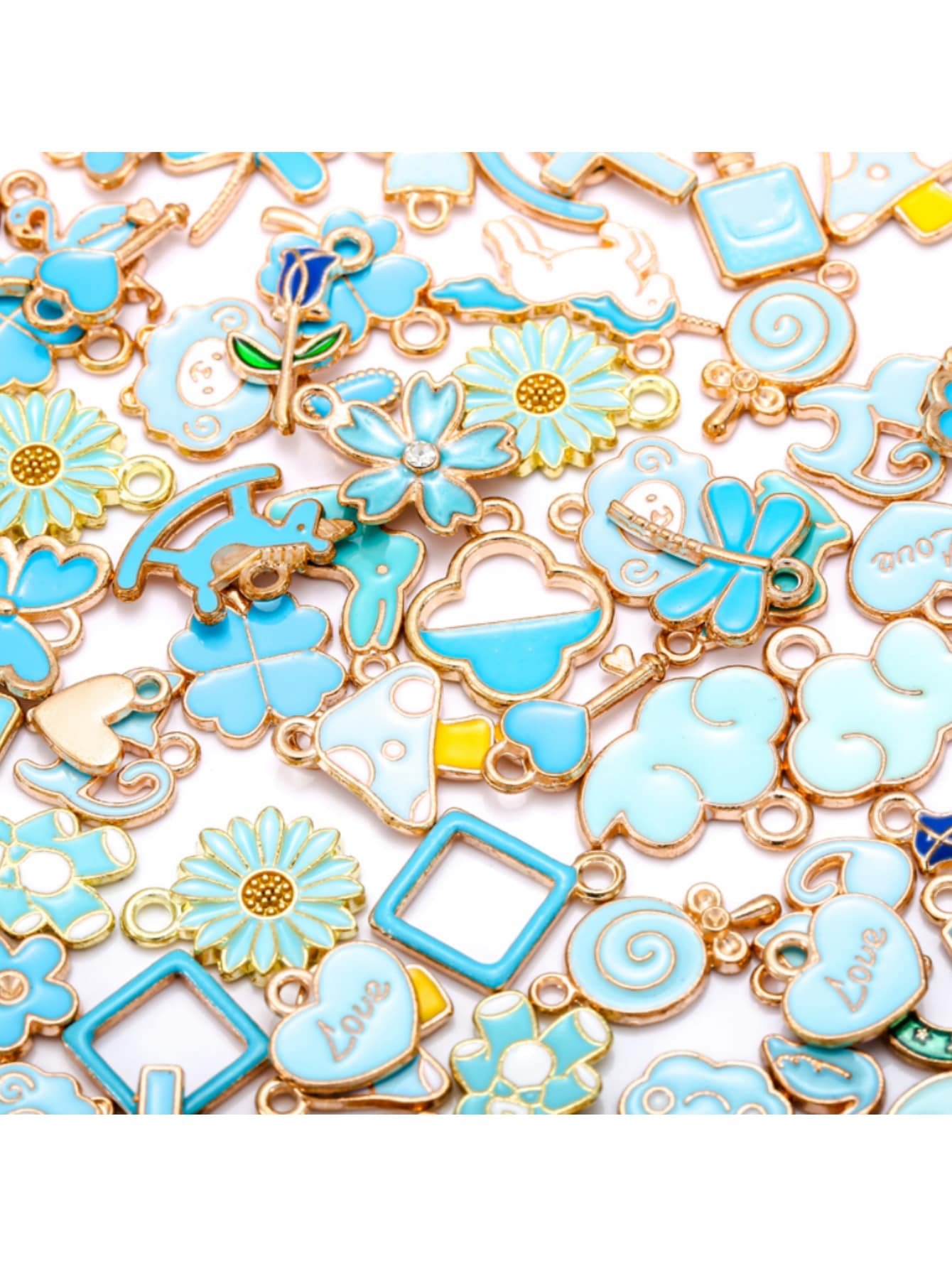 20 chiếc Trang sức hợp kim kẽm màu hỗn hợp Mặt dây chuyền nhỏ quyến rũ động vật, các loại phong cách - Màu xanh nhạt - Xem 1