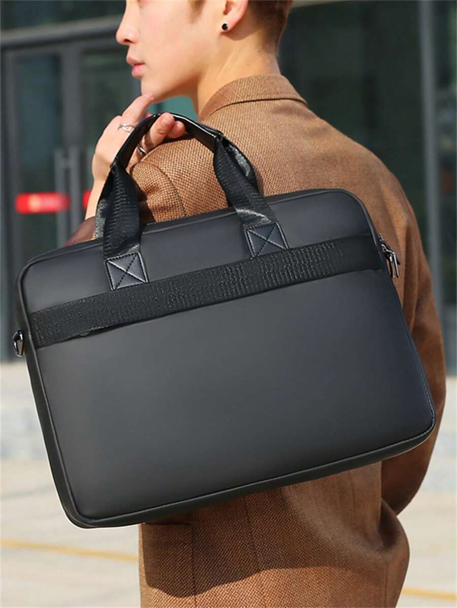 15inch Waterproof Minimalist Classic Briefcase Oversized Waterproof For Business, Gift For Father - Black - View 1