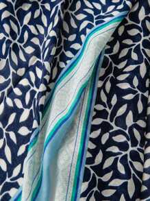 1 件简约印花围巾，女士透气流苏披肩，优雅风格时尚真丝围巾，适合春夏季，可用作彩色超大围巾、户外防晒毛巾、沙滩围巾或头巾配饰女士 - 藍色 - 查看 6