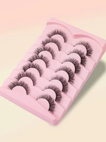 7pairs 3D Cat Eye False Eyelashes - Black - View 1