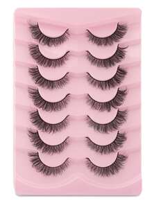 7pairs 3D Cat Eye False Eyelashes - Black - View 3