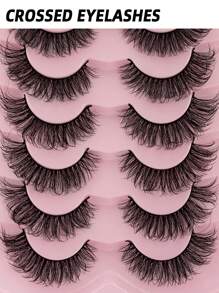 7 pares 3d natural Pestañas postizas - Negro - Ver 4