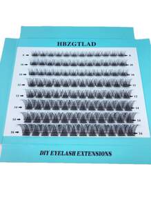 HBZGTLAD 新款混眼黑簇DIY捲捲CD捲翹段預製捲翹扇俄羅斯睫毛膏帶妝稀疏簇狀睫毛膏新發密密麻麻 - 黑色 - 查看 2