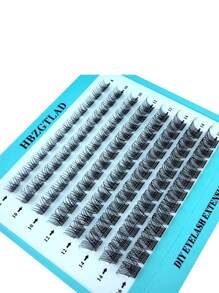 HBZGTLAD 新款混眼黑簇DIY捲捲CD捲翹段預製捲翹扇俄羅斯睫毛膏帶妝稀疏簇狀睫毛膏新發密密麻麻 - 黑色 - 查看 3