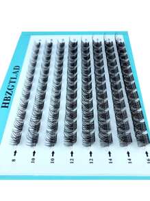 HBZGTLAD 新款混眼黑簇DIY捲捲CD捲翹段預製捲翹扇俄羅斯睫毛膏帶妝稀疏簇狀睫毛膏新發密密麻麻 - 黑色 - 查看 4