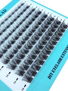 HBZGTLAD 新款混眼黑簇DIY捲捲CD捲翹段預製捲翹扇俄羅斯睫毛膏帶妝稀疏簇狀睫毛膏新發密密麻麻 - 黑色 - 查看 7