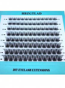 HBZGTLAD 新款混眼黑簇DIY捲捲CD捲翹段預製捲翹扇俄羅斯睫毛膏帶妝稀疏簇狀睫毛膏新發密密麻麻 - 黑色 - 查看 8