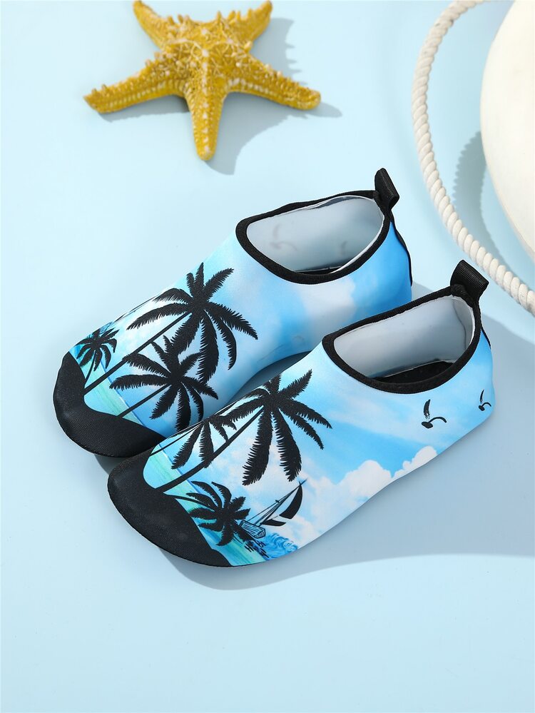 1pair Tree Pattern Aqua Sports Shoes - Multicolor - View 1